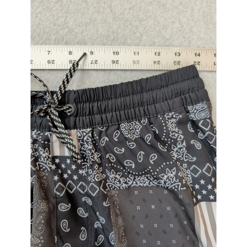 Hurley Mens Board Shorts Swim Trunk MED Black Patchwork Paisley Drawstring Lined - Picture 5 of 7
